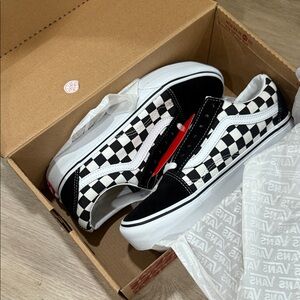 Vans Black and White Checkerboard Shoes Women 7.5